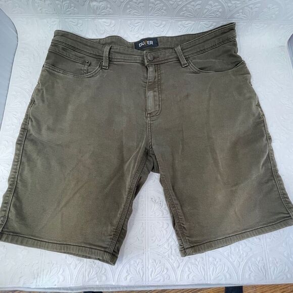 Du/er Gray Stretch Flat Front N2X Relaxed Fit Taper Stretch Chino Shorts Size 38 - Picture 1 of 10